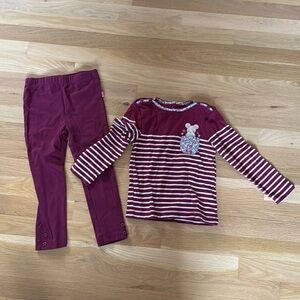 Adorable jojo maman bebe burgundy top and bottom with cute details size 5/6